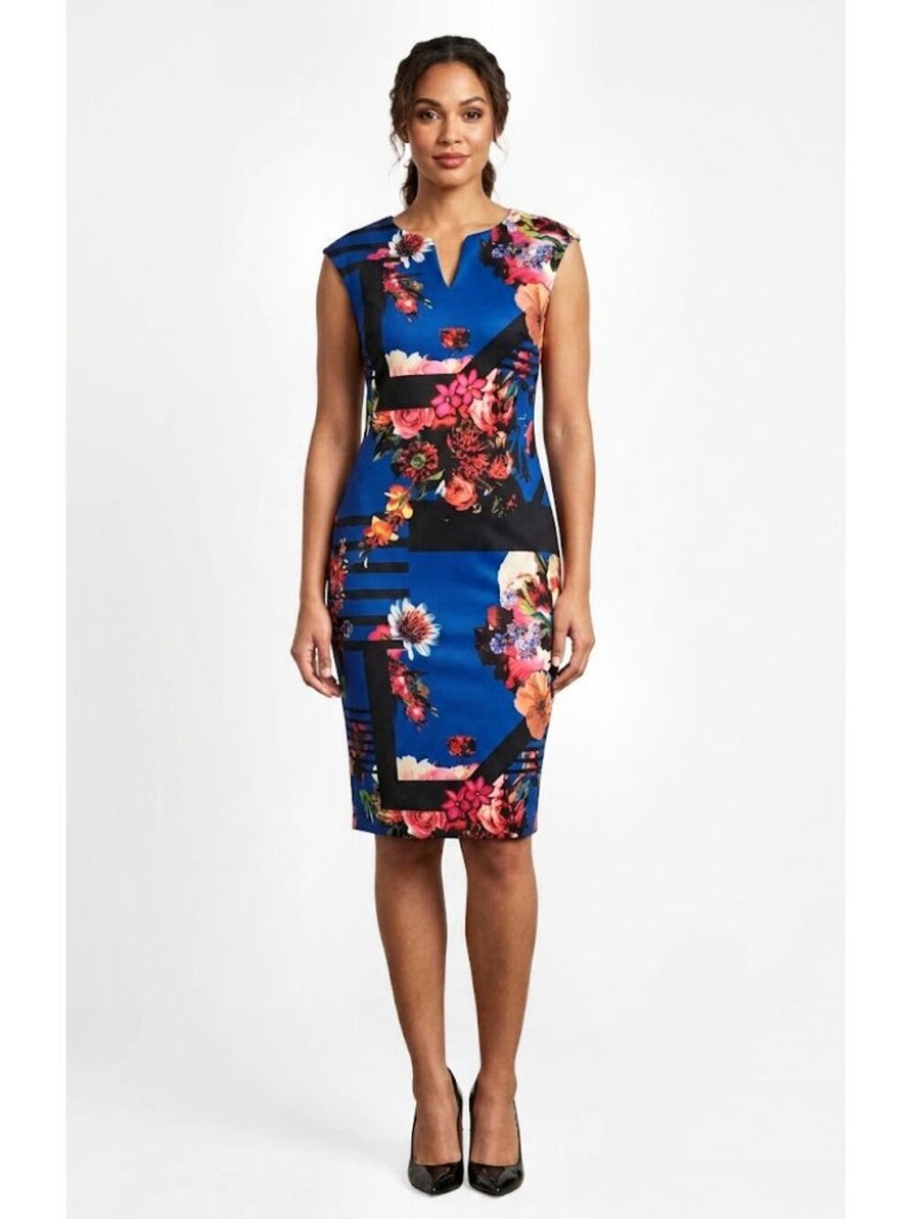 ECI New York Vibrant Floral & Geometric Sheath Dress, Multicolor, Womens Size 6